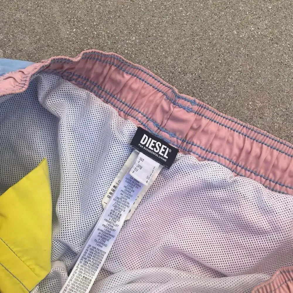 Diesel Colorblock Swim Shorts Men's Large Pastel Y2K